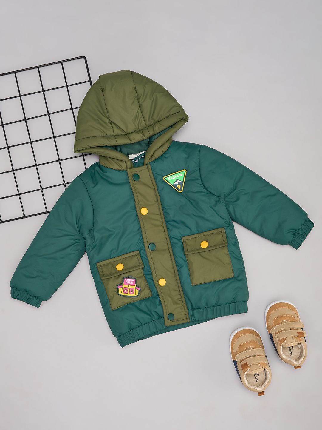 

Pantaloons Baby Boys Longline Padded Jacket, Green
