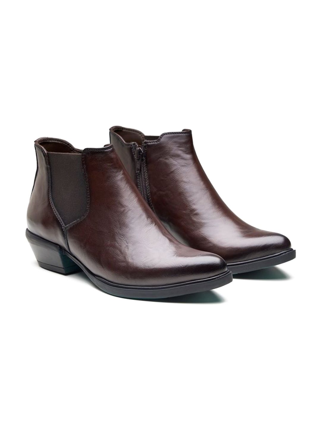 

MICHAEL ANGELO Women Block Heeled Chelsea Boots, Brown