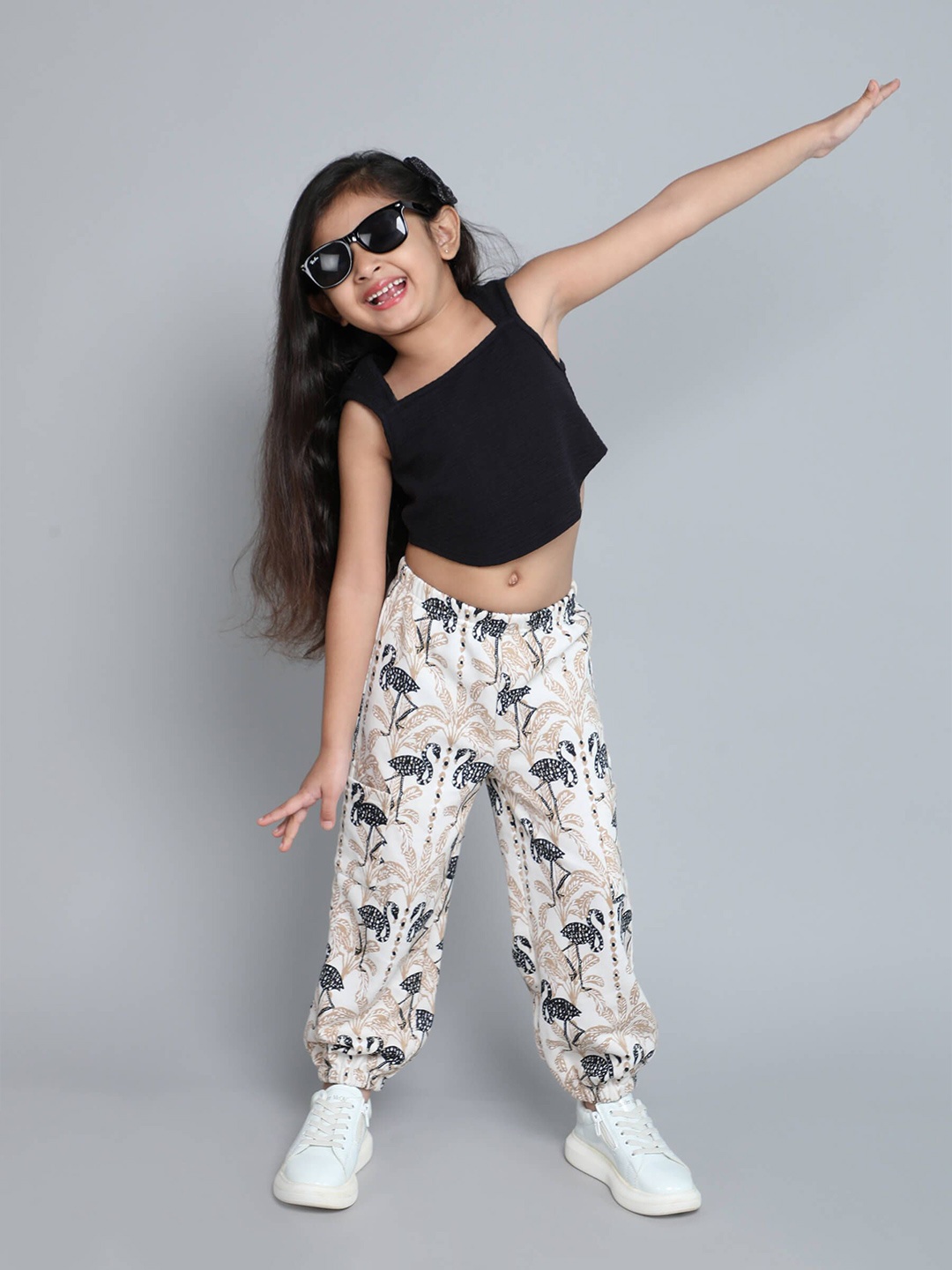 

taffykids Girls Printed Top, Black