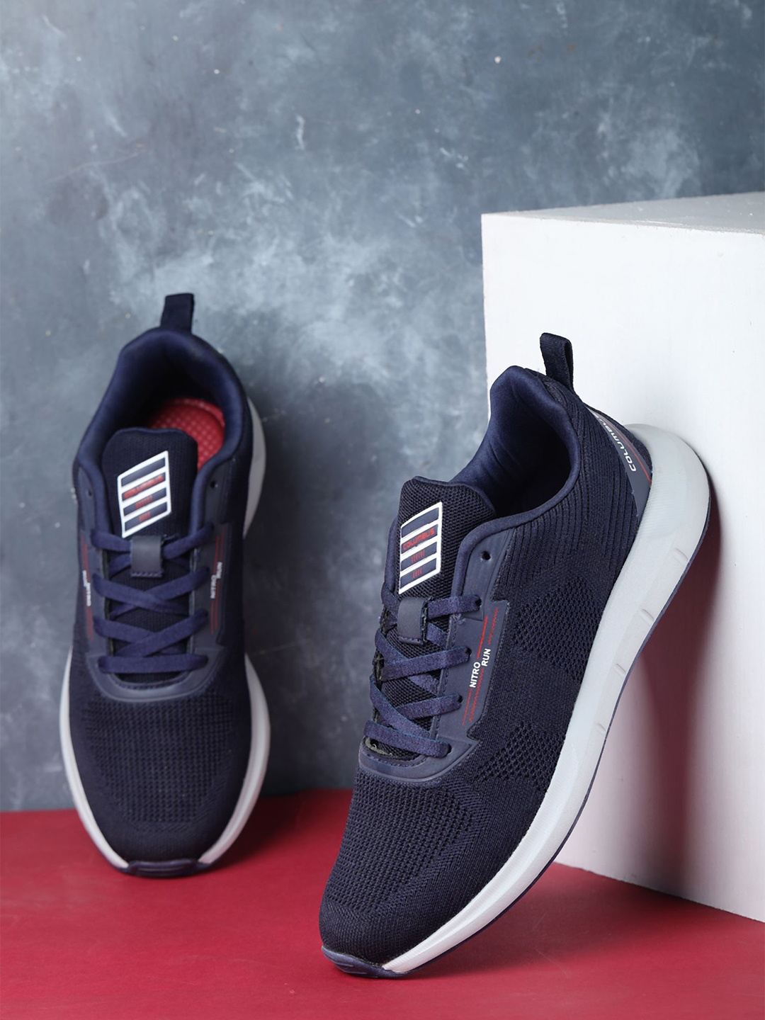 

Columbus Men Lace-Up Running Non-Marking Shoes, Navy blue