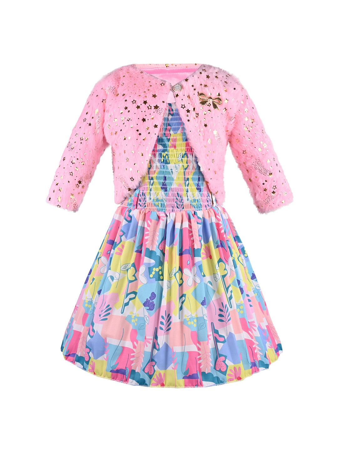 

Wish Karo Print Satin A-Line Dress, Multi