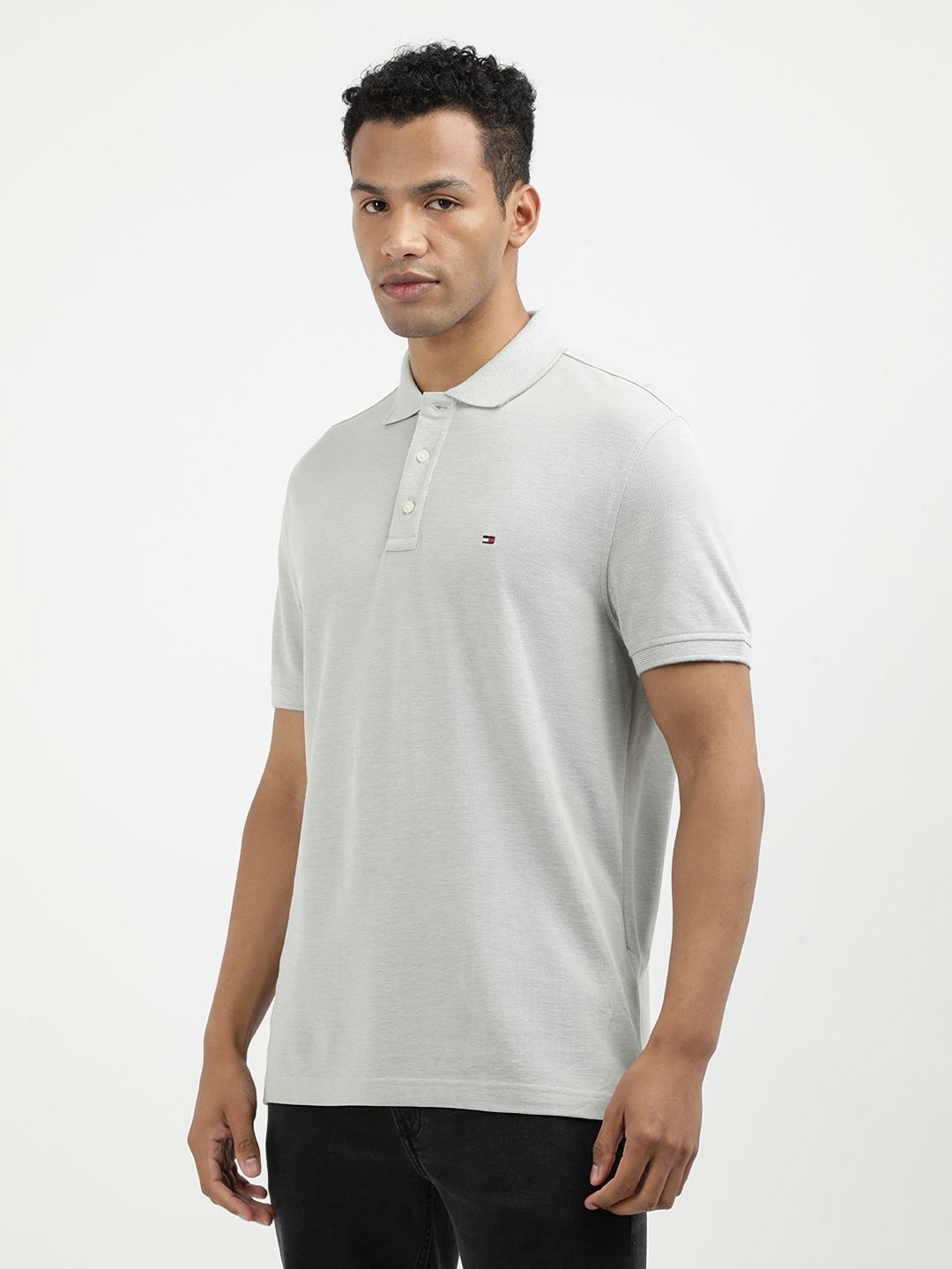 

Tommy Hilfiger Men Solid Polo Collar Cotton T-shirt, Grey