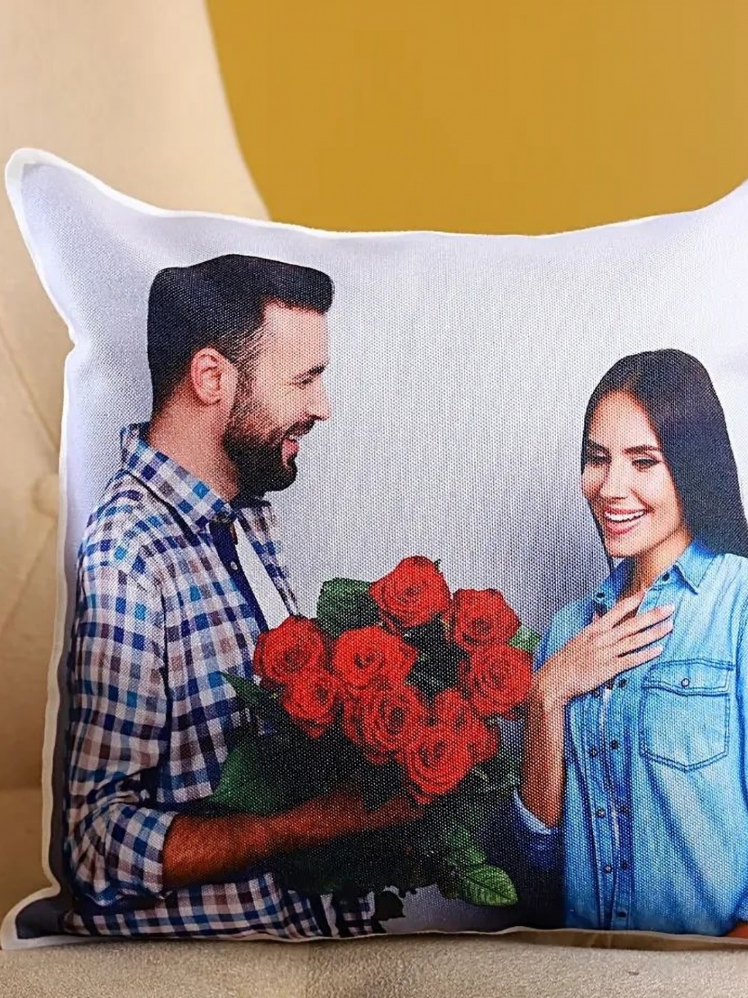 

fnp White & Blue Printed Square Shaped Cushion