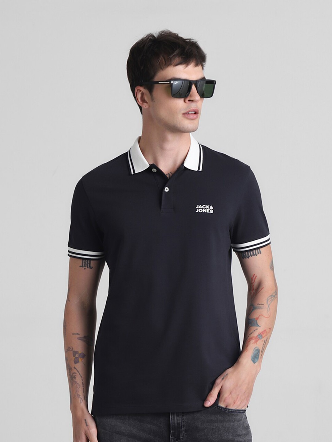 

Jack & Jones Polo Collar Pure Cotton Slim Fit T-shirt, Black