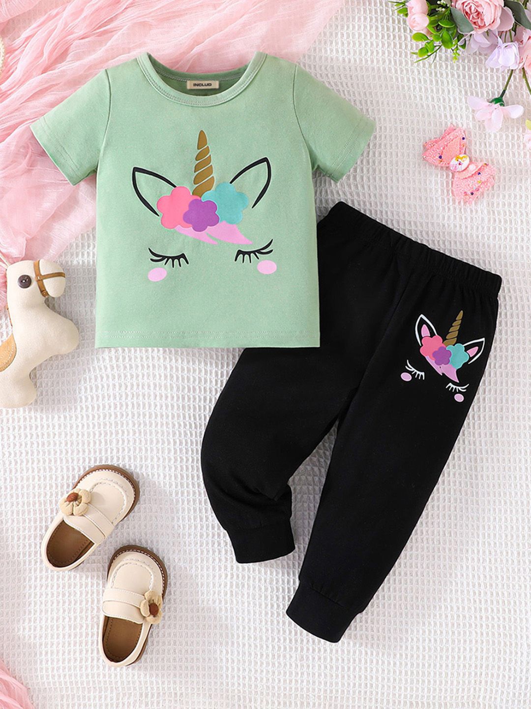 

INCLUD Girls Printed T-shirt, Green