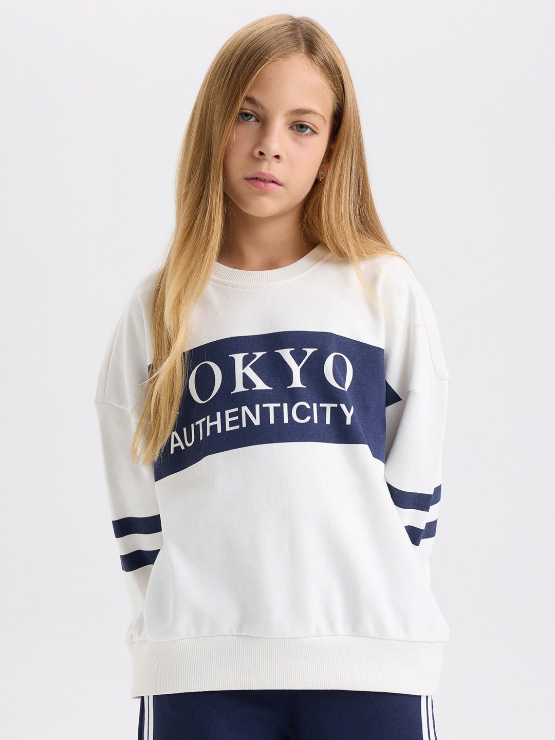 

DeFacto Girls Printed Pullover, White