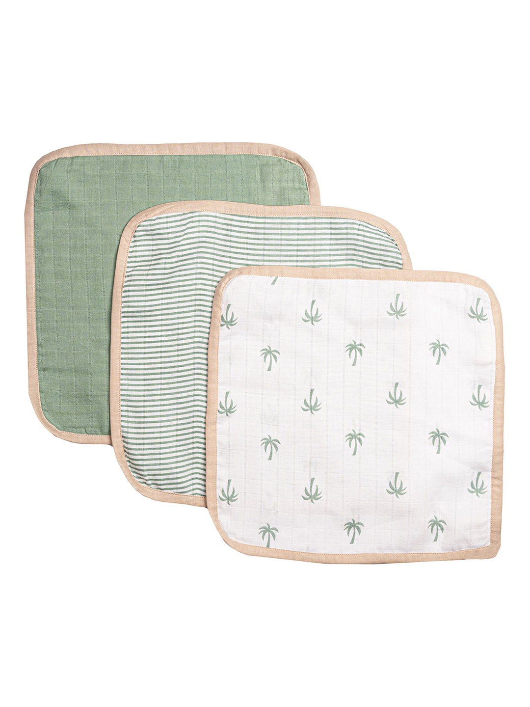

Masilo Infants 3-Pcs Organic Muslin Washcloths, Green