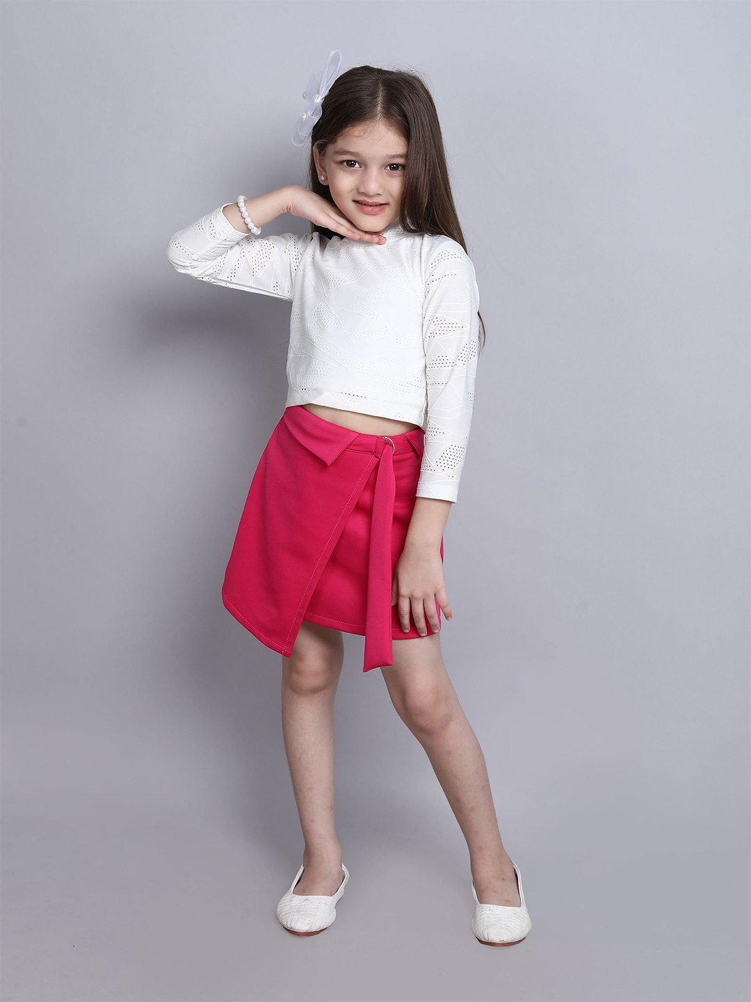 

taffykids Girls Top with Skirt, White