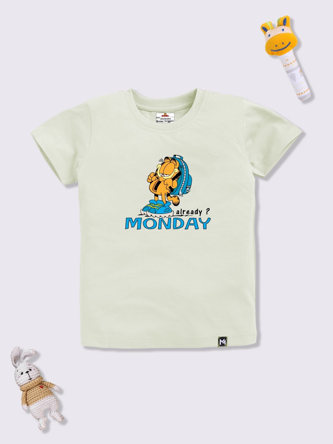 

YK X Minute Mirth Boys Garfield Printed T-shirt, Off white