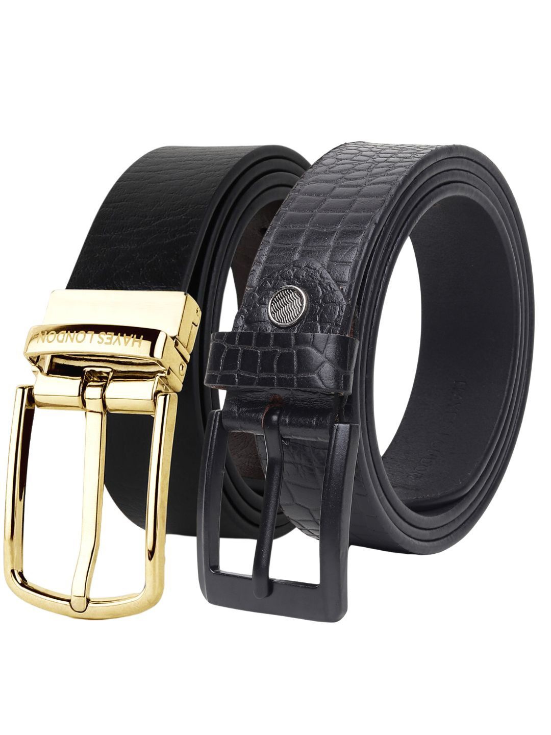 

Hayes London Men 2 Leather Reversible Formal Belt, Black