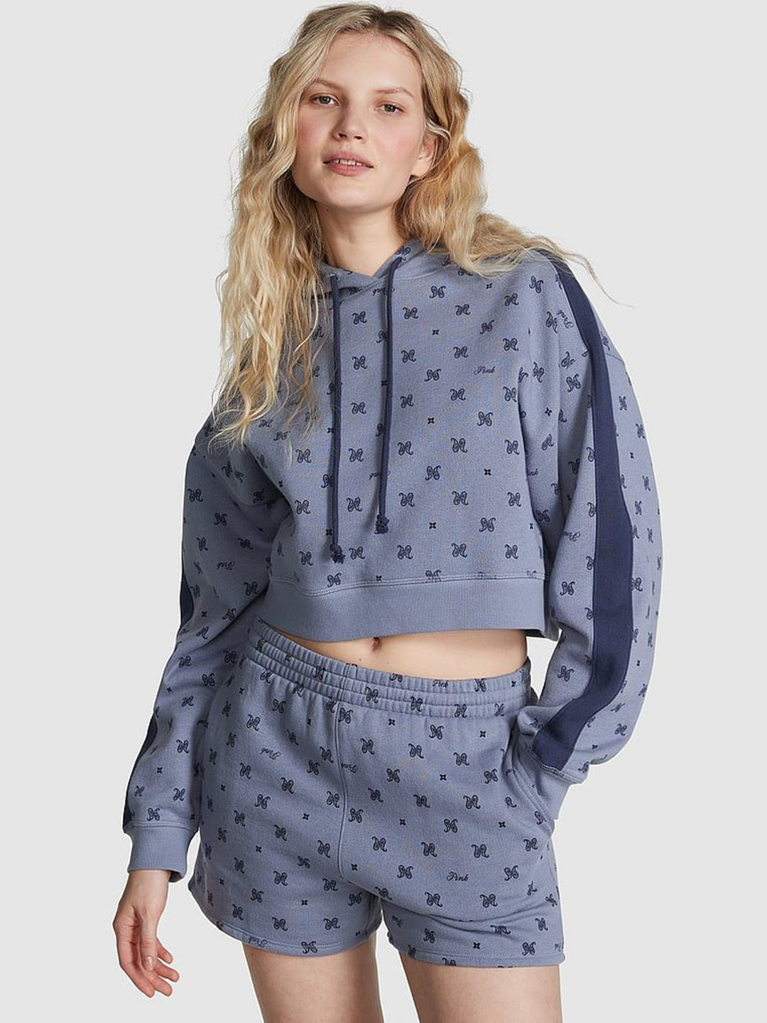 

Victoria's Secret Women Cotton Printed High-Rise Regular Shorts, Grey