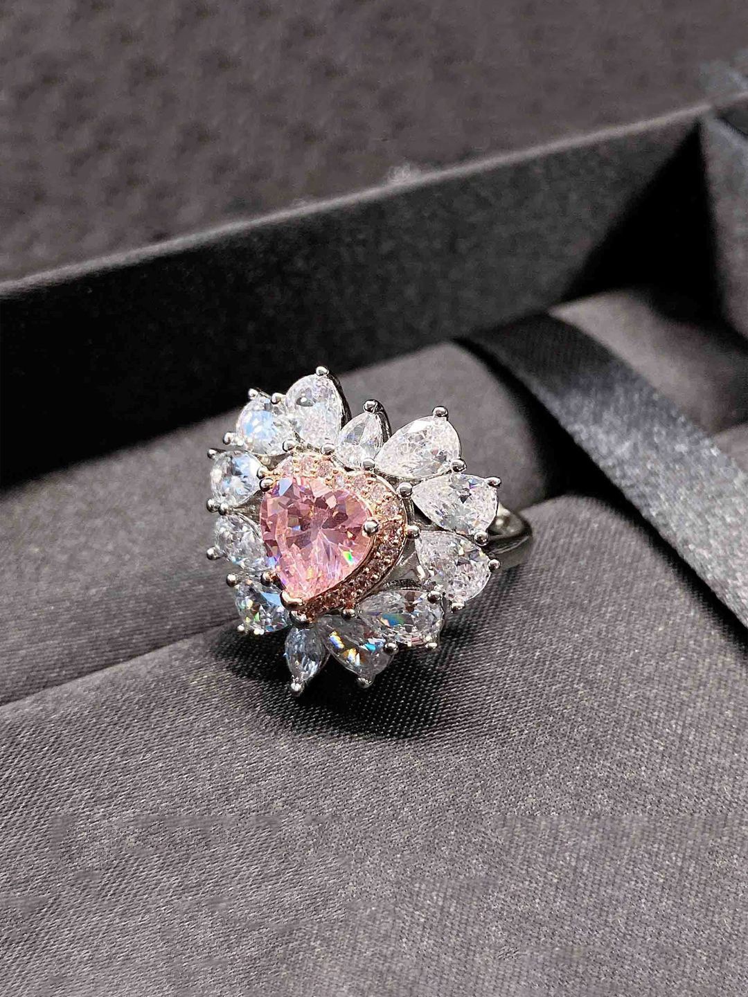 

Designs & You Sliver Plated American Diamond Stone-Studded Finger Ring, Silver