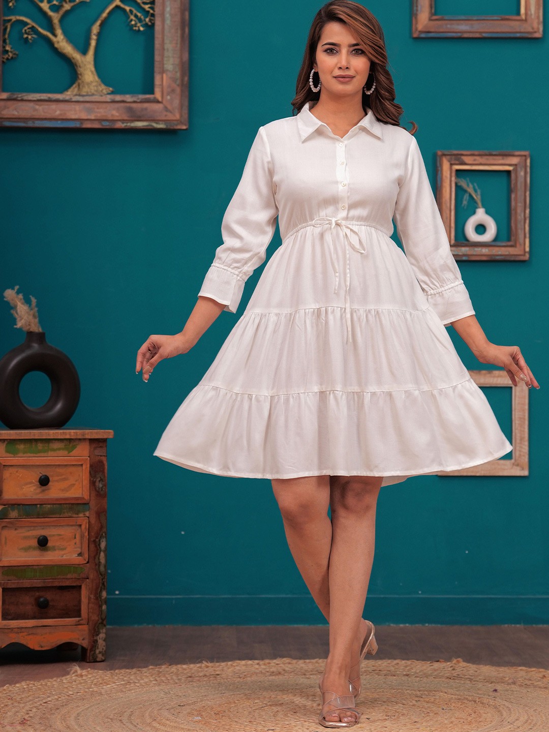 

SIDDHANAM Fit & Flare Dress, White