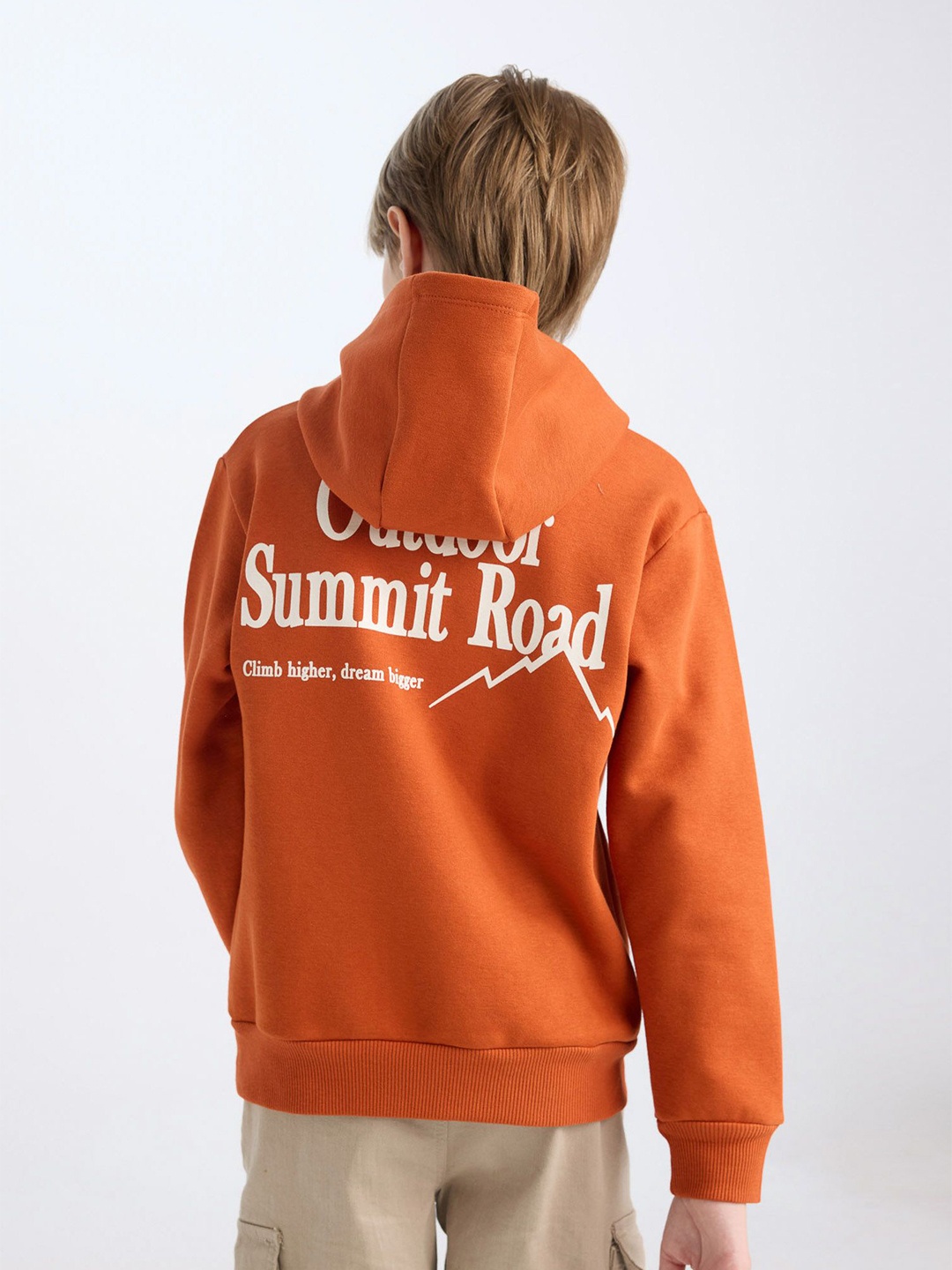 

DeFacto Boys Typography Self Design Hooded Pullover, Orange