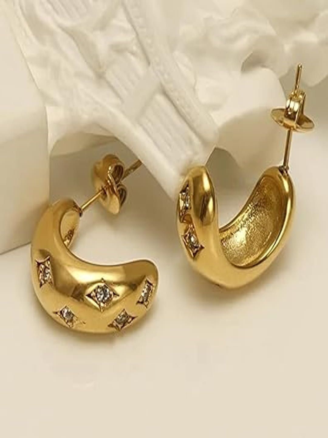 

JEWILLEY Oval Drop Earrings, Gold