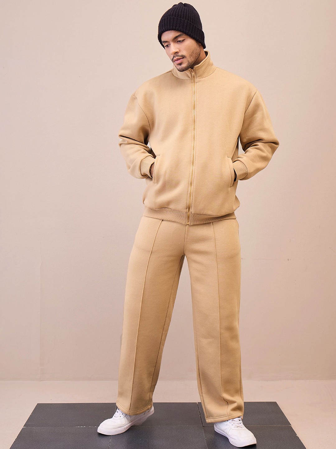 

MASCLN SASSAFRAS Beige High Neck Long Sleeves Sweatshirt With Trouser
