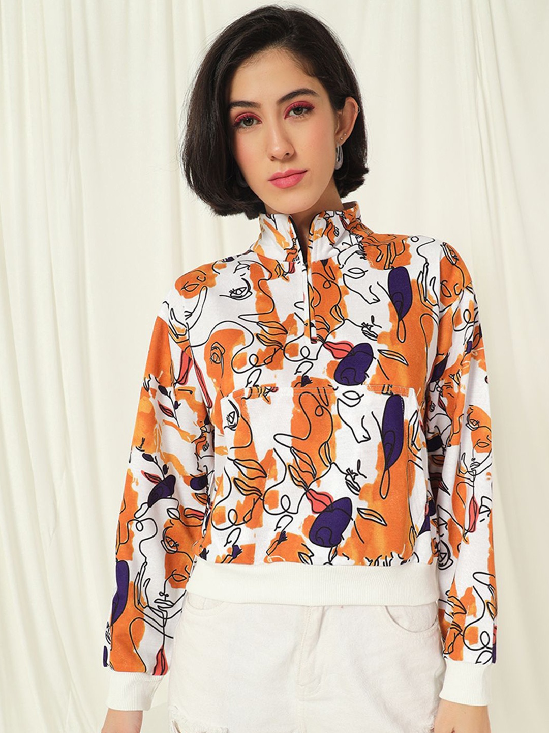 

TANDUL Women Printed Sweatshirt, White