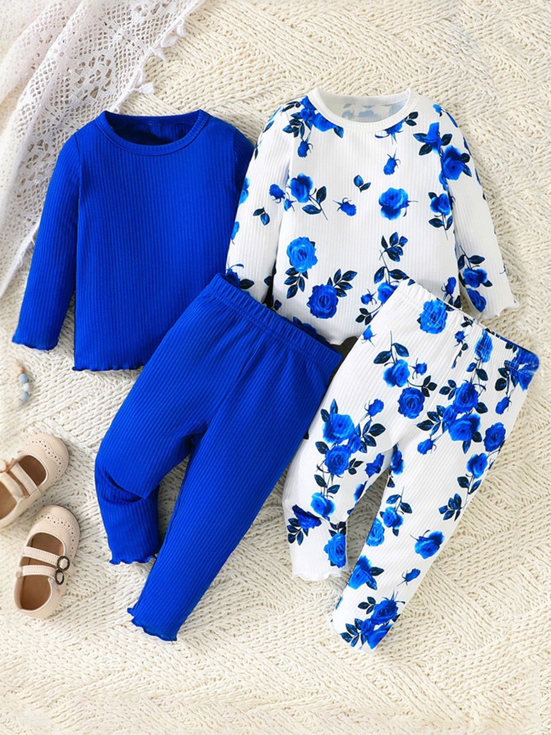 

INCLUD Girls Printed Top with Trousers, Blue