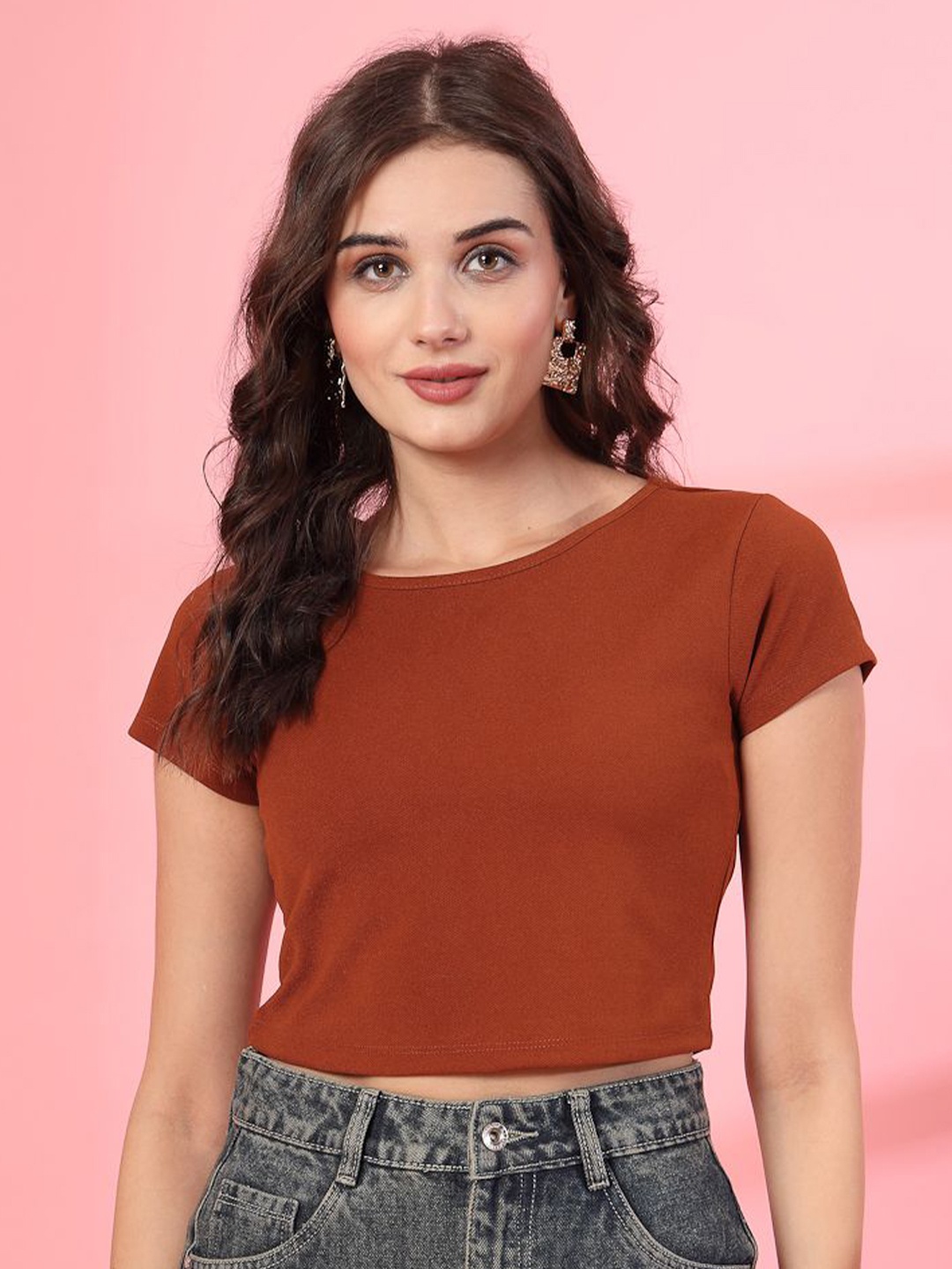 

STYLECAST X KASSUALLY Crop Top, Brown