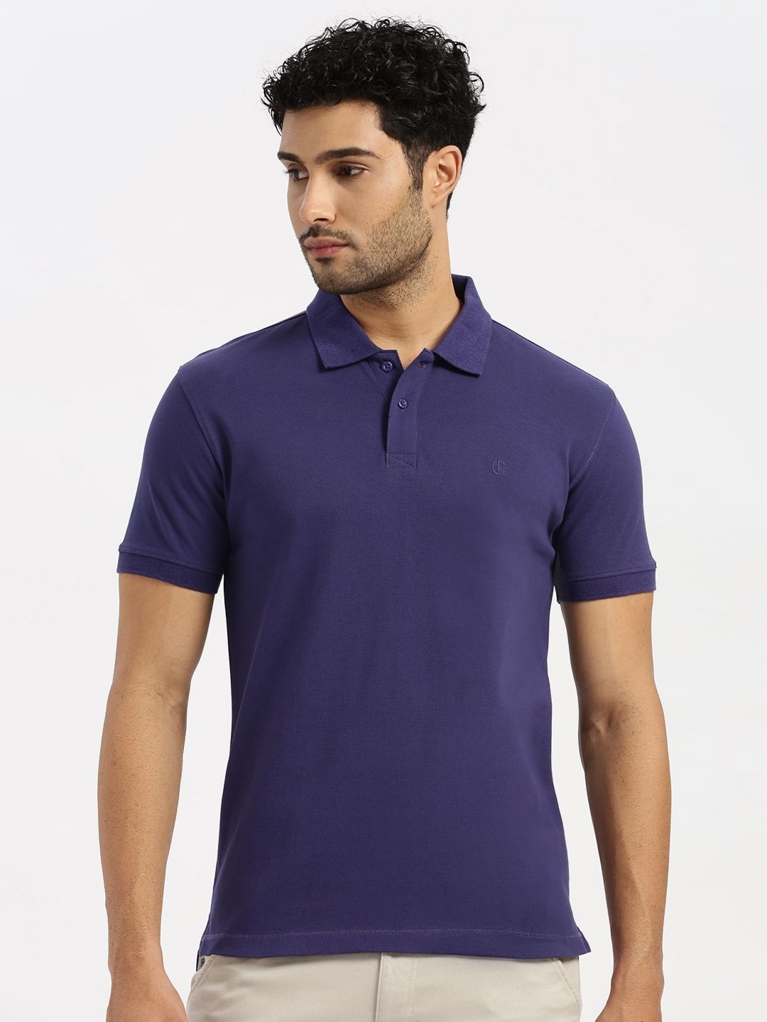 

Grit and Flair Men Polo Collar T-shirt, Blue