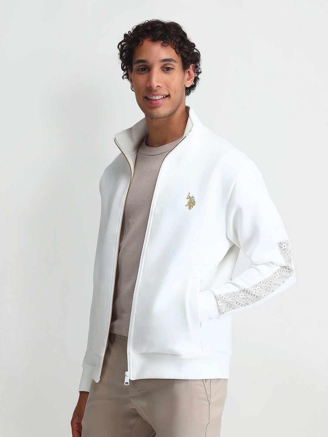 

U.S. Polo Assn. Denim Co. Men Front-Open Cotton Sweatshirt, White