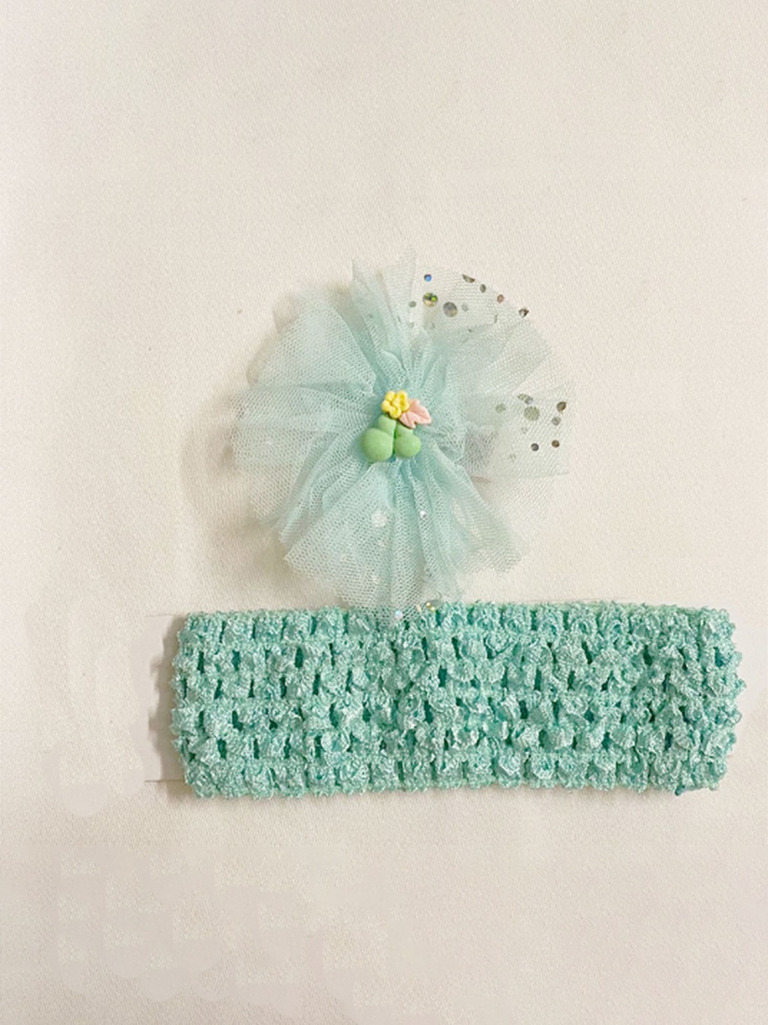 

BAESD Girls Applique Hairclip and Crochet Knitted Hairband, Sea green