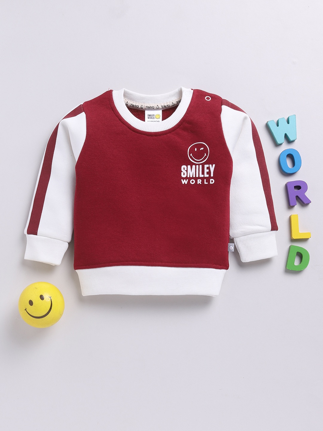 

YK X Tinyo Infant Boys Typography Printed Fleece Sweatshirt, Red