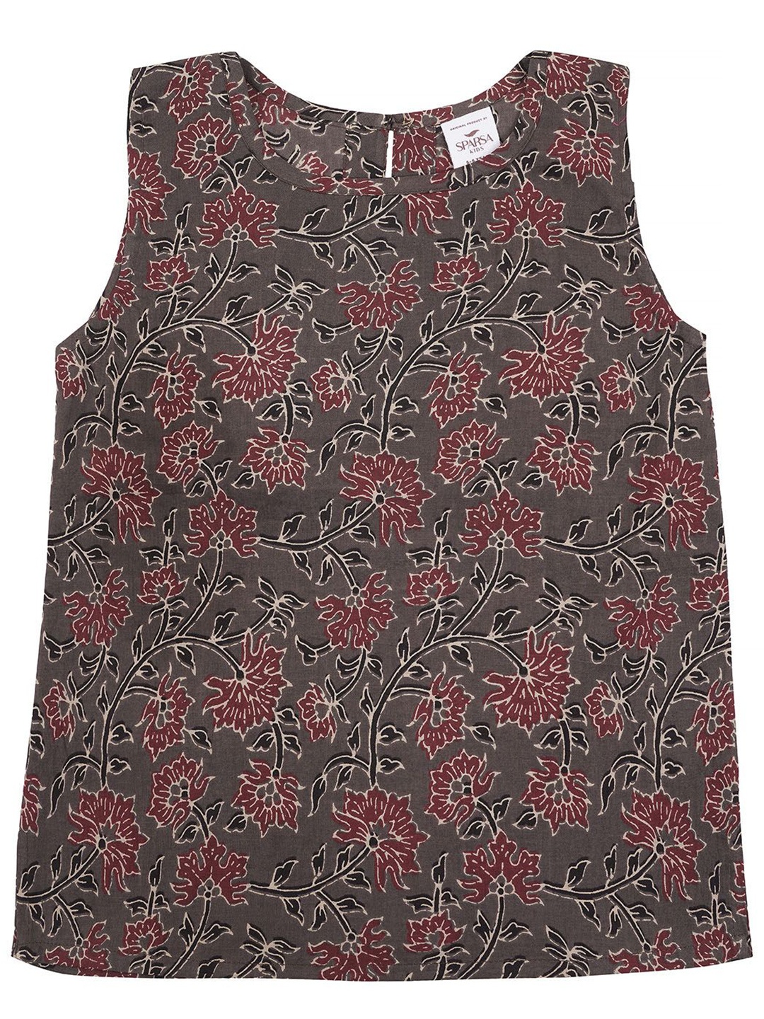

SPARSA Animal Print Cotton Top, Grey