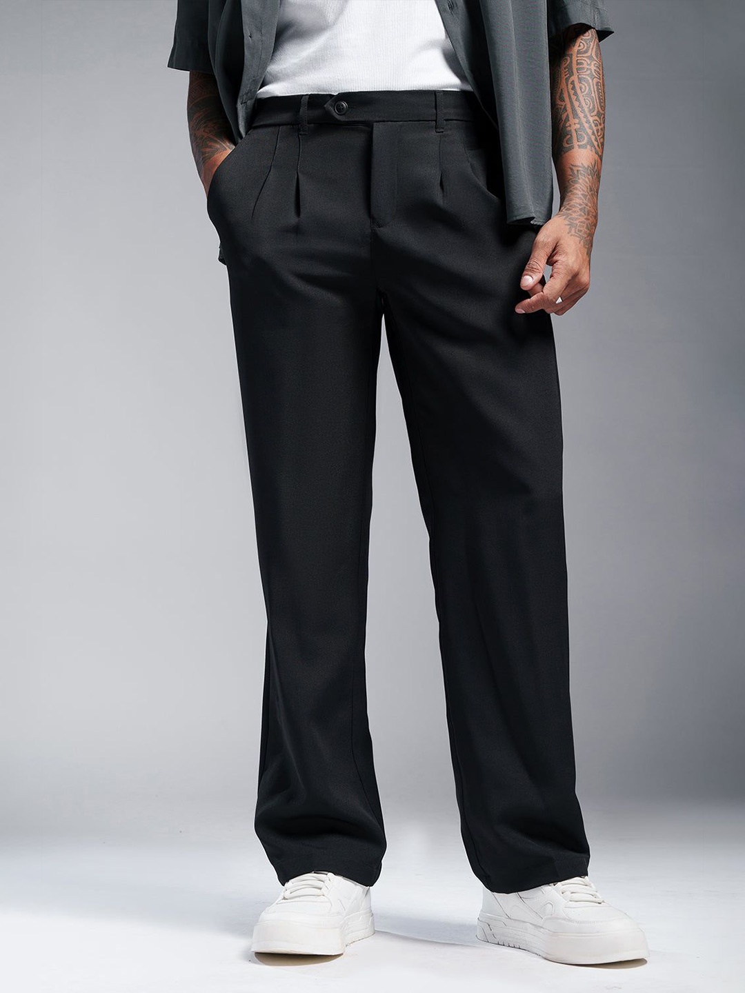 

FREAKINS Men Relaxed Straight Leg Regular Fit Korean Pants, Black
