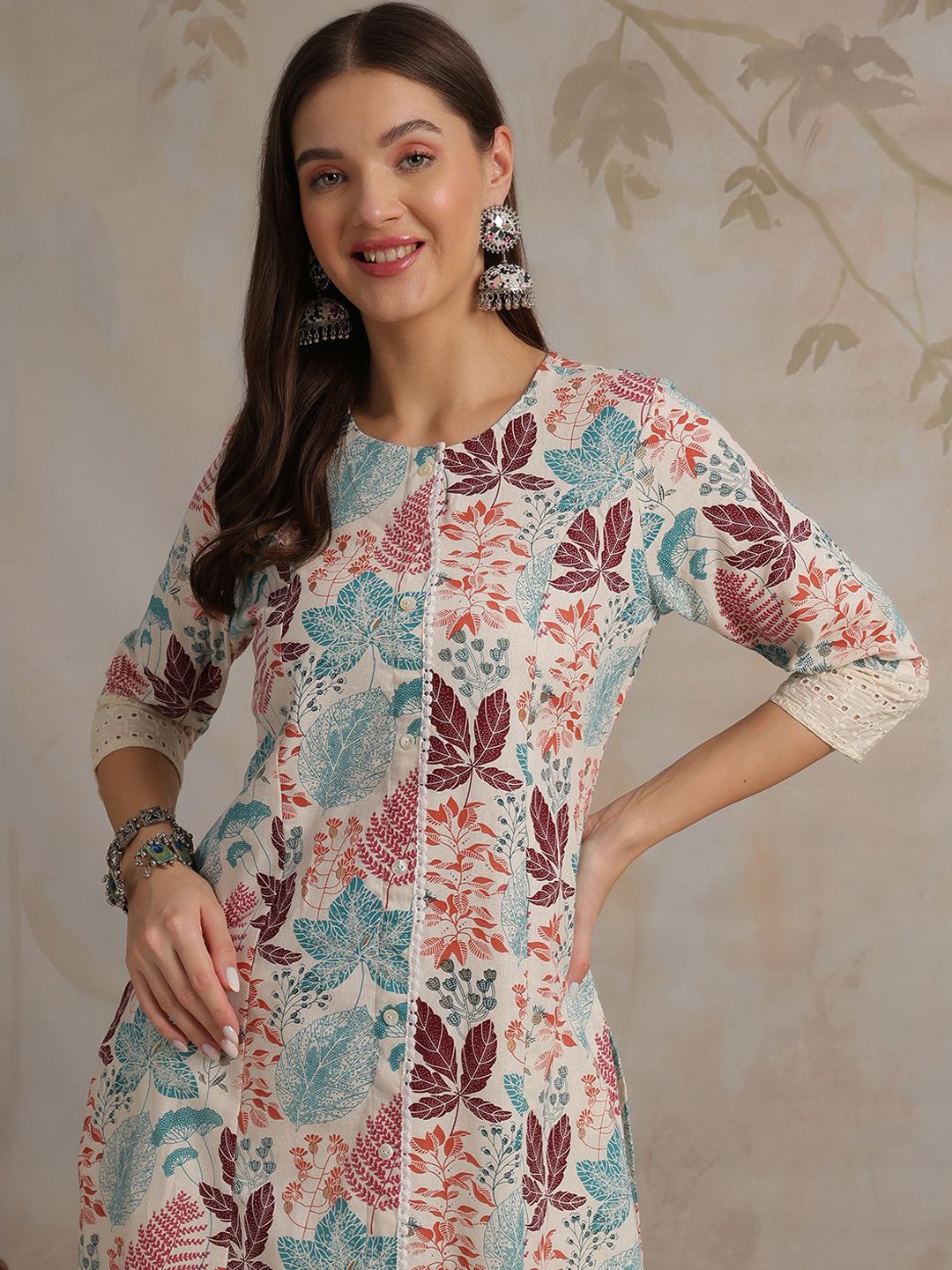 

Anouk Women Floral Printed Sequinned Kurta, Multi