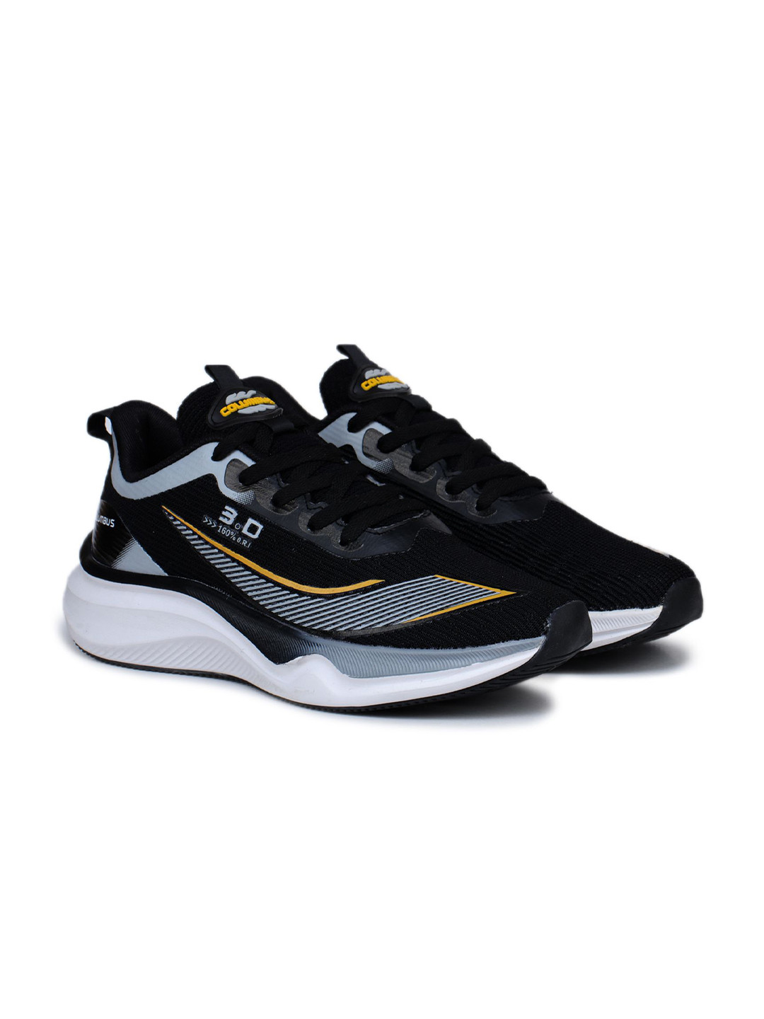 

Columbus Men Lace-Up Running Non-Marking Shoes, Black