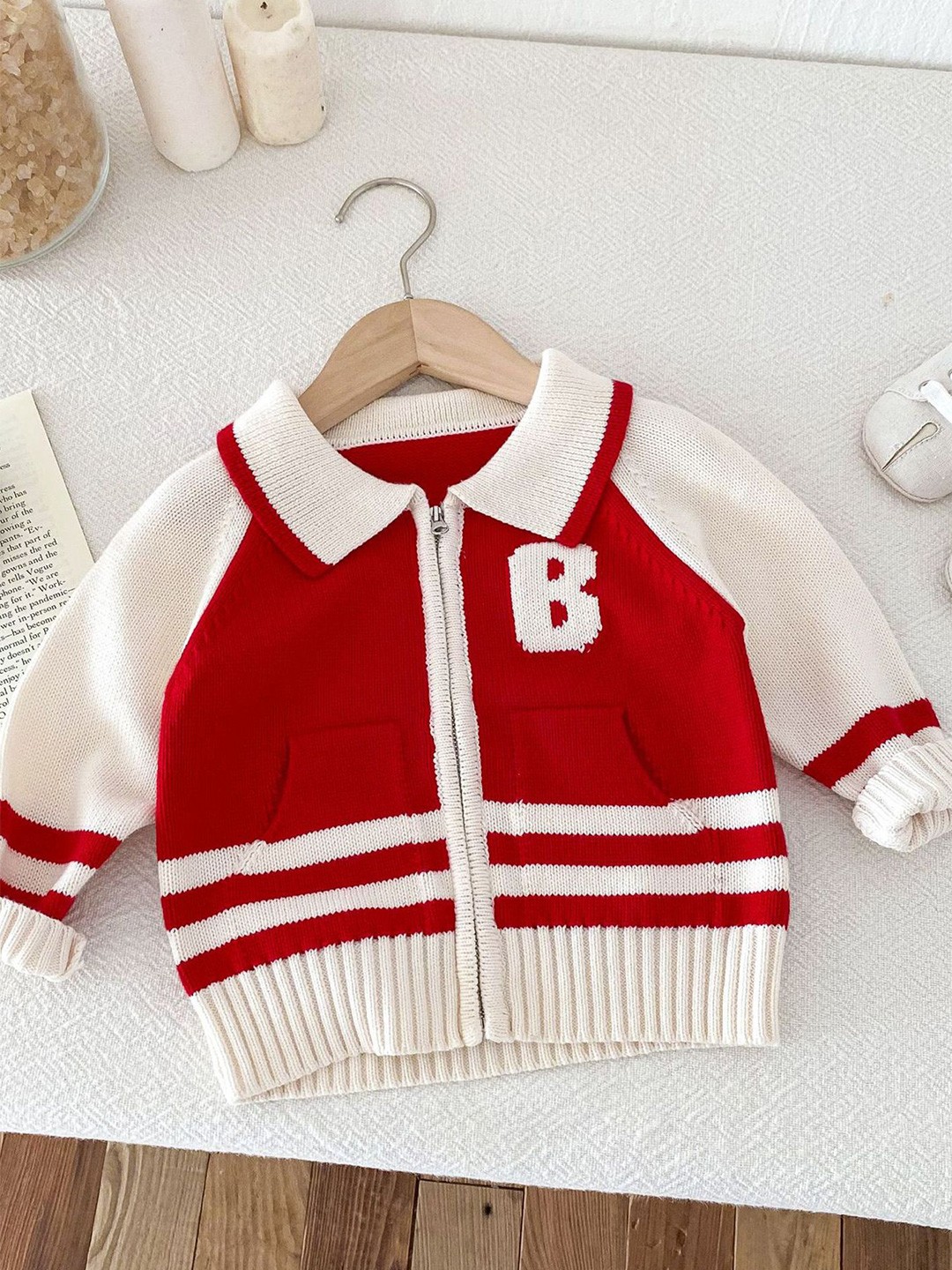 

LULU & SKY Boys Colourblocked Cardigan, Red