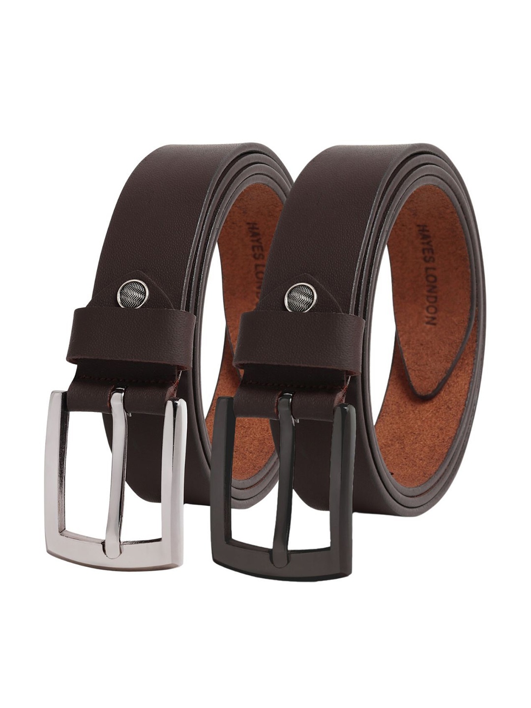 

Hayes London Men Formal Belts Combo Pack of 2 Premium Genuine Leather Belt, Brown