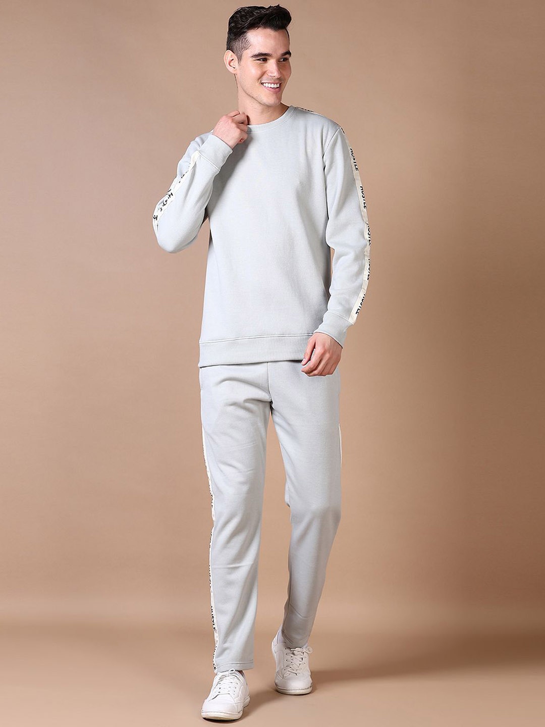 

V-Mart Men Cotton Typography Printed Spun Track Suit, Grey