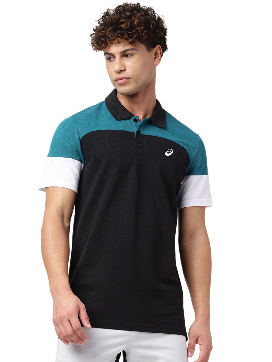 

ASICS Colourblocked Cotton T-Shirt, Black