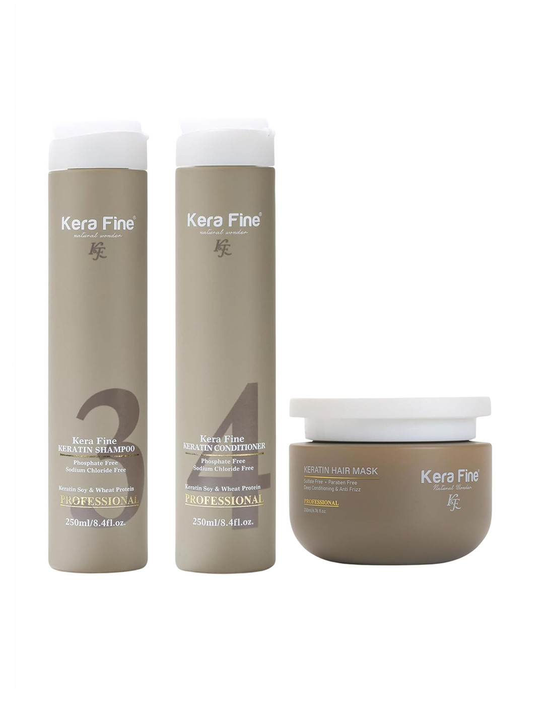 

KERA FINE Set Of 3 Keratin Shampoo With Mask & Conditioner - 250 ml Each, Brown