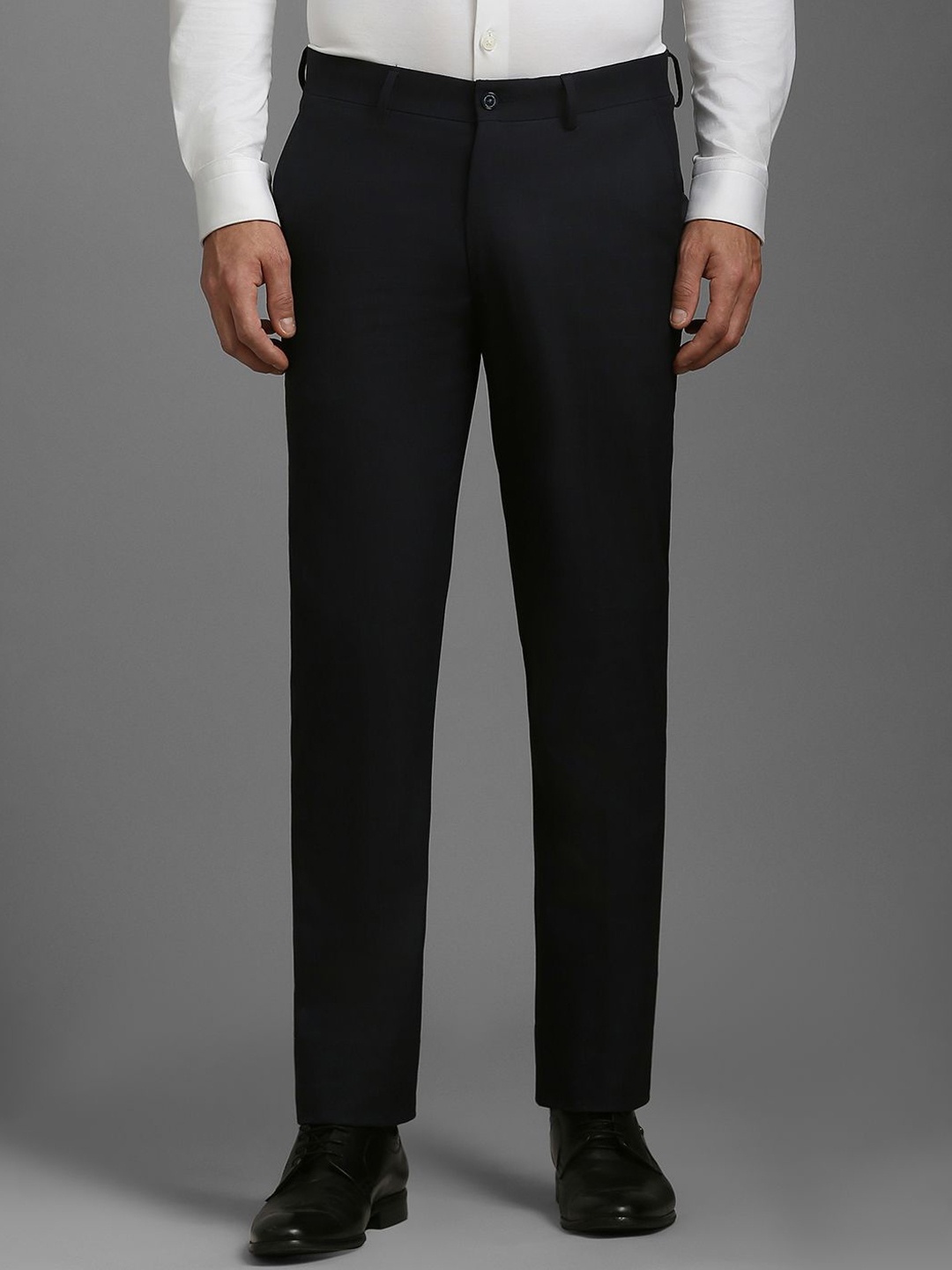 

Louis Philippe Men Mid-Rise Slim Fit Formal Trousers, Black