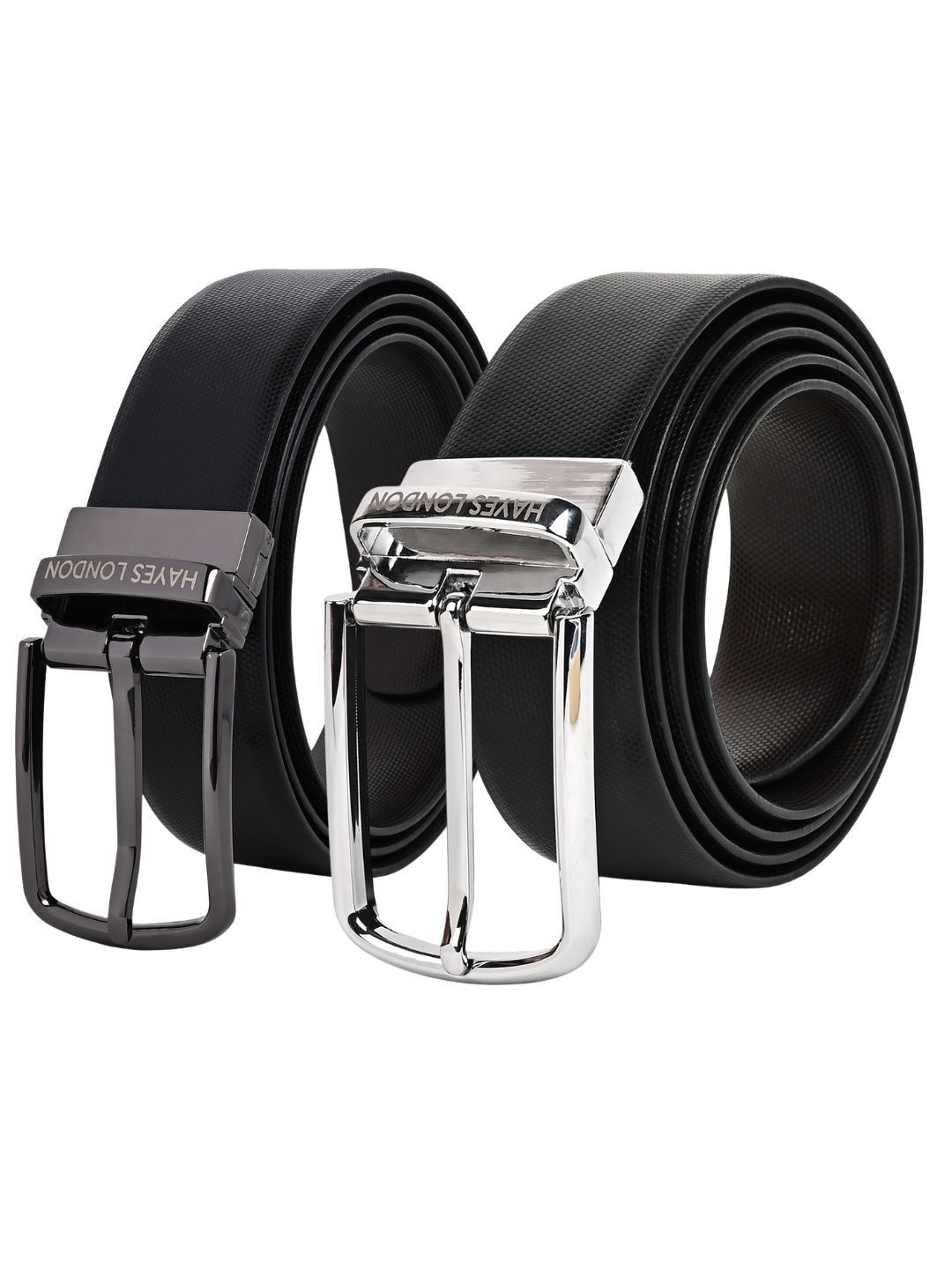 

Hayes London Men Leather Belts Combo Pack Of 2 Genuine Premium Reversible Formal Belt, Grey