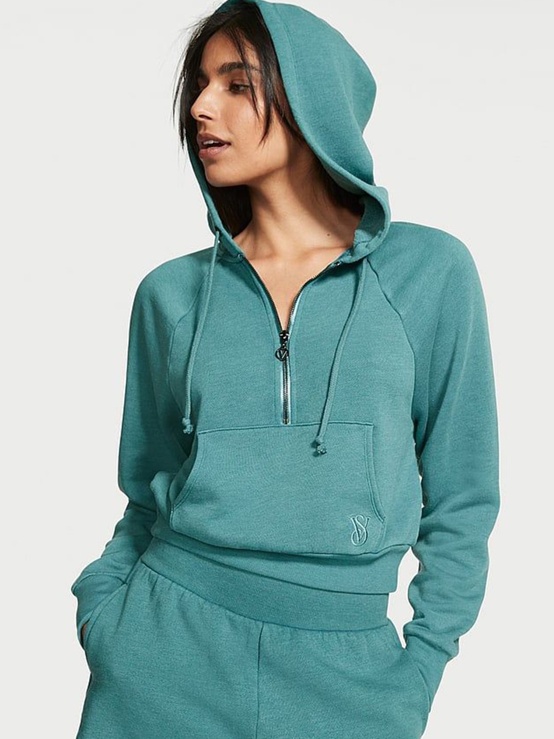 

Victoria's Secret Women Hood neck Sweatshirt, Green