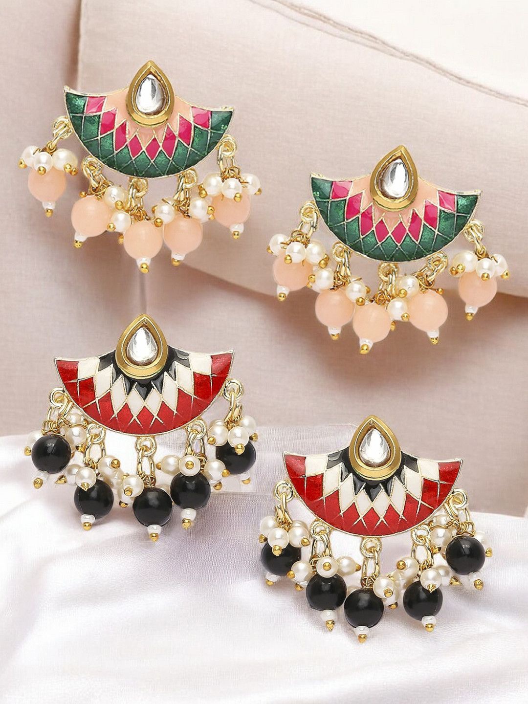 

OOMPH Floral Drop Earrings, Pink