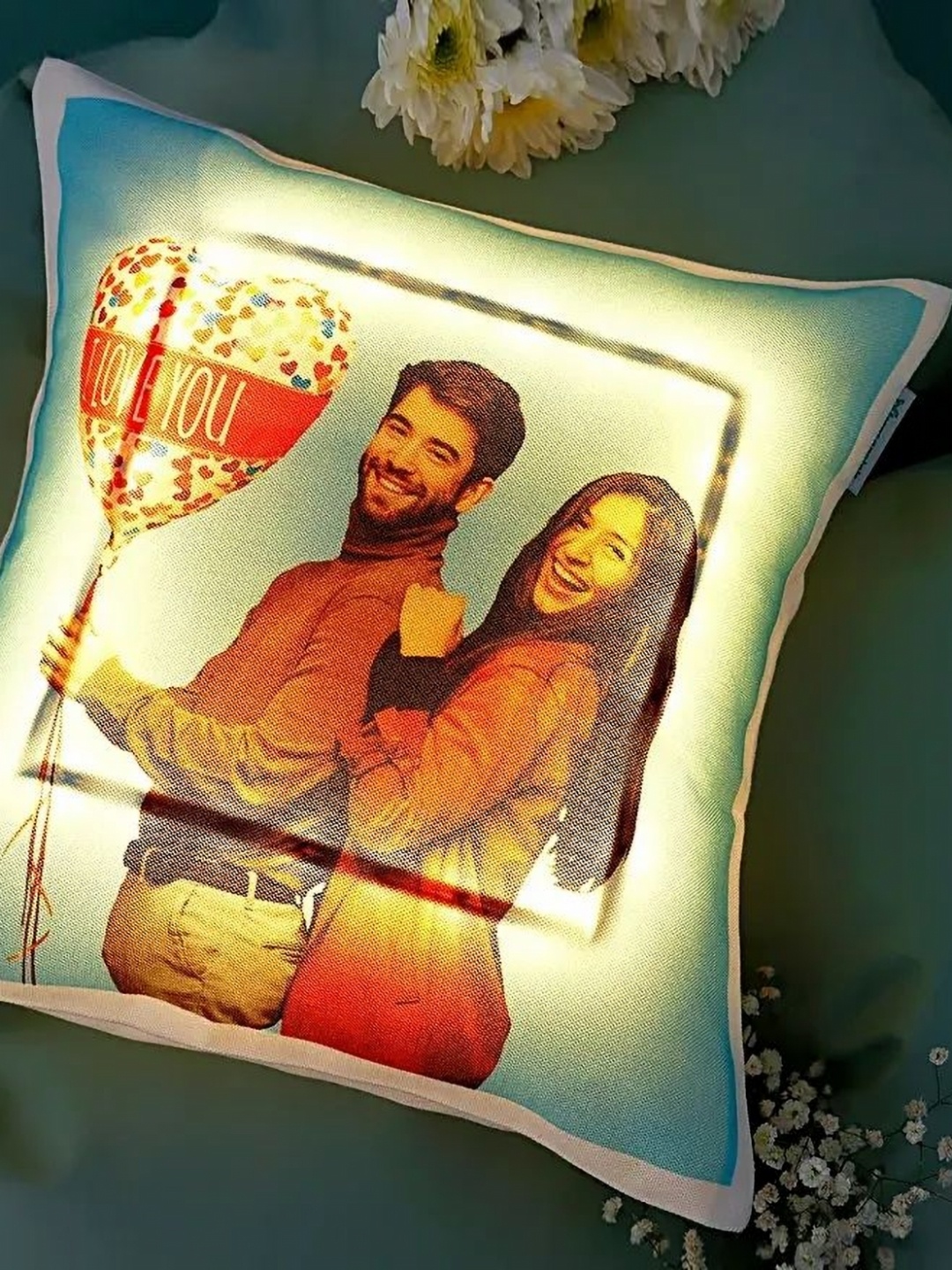

fnp Blue & Red Printed Square Shaped Cushion With LED