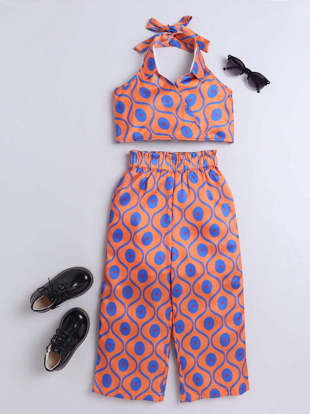 

taffykids Girls Printed Top with Trousers, Orange