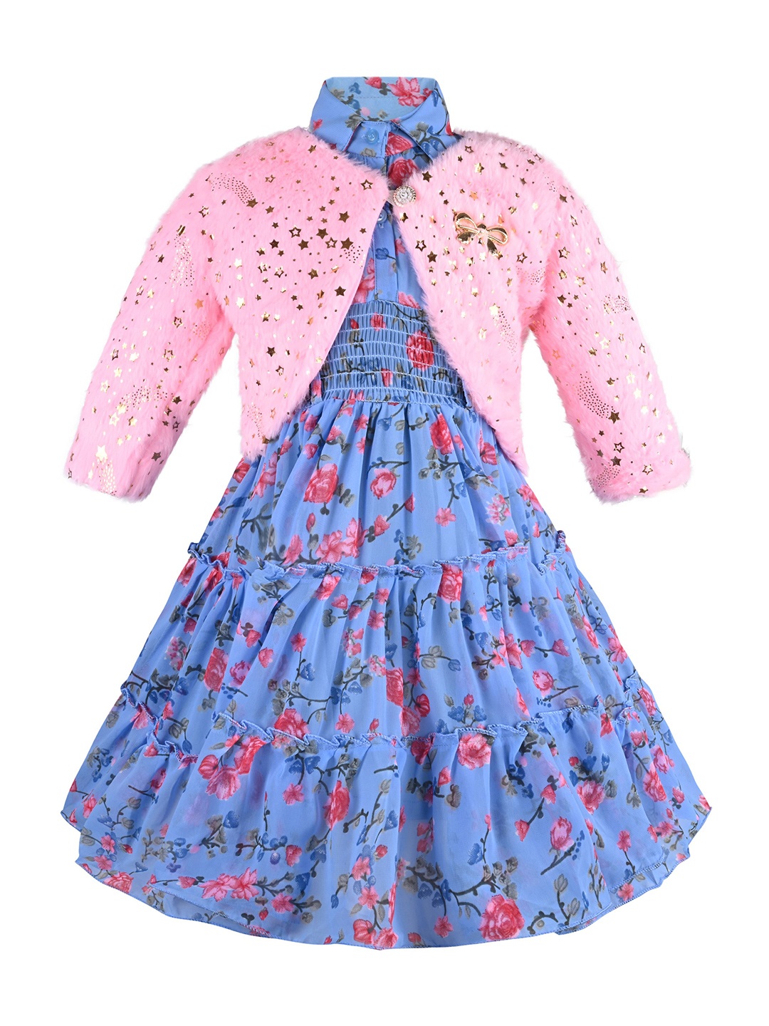 

Wish Karo Print Georgette A-Line Dress, Blue