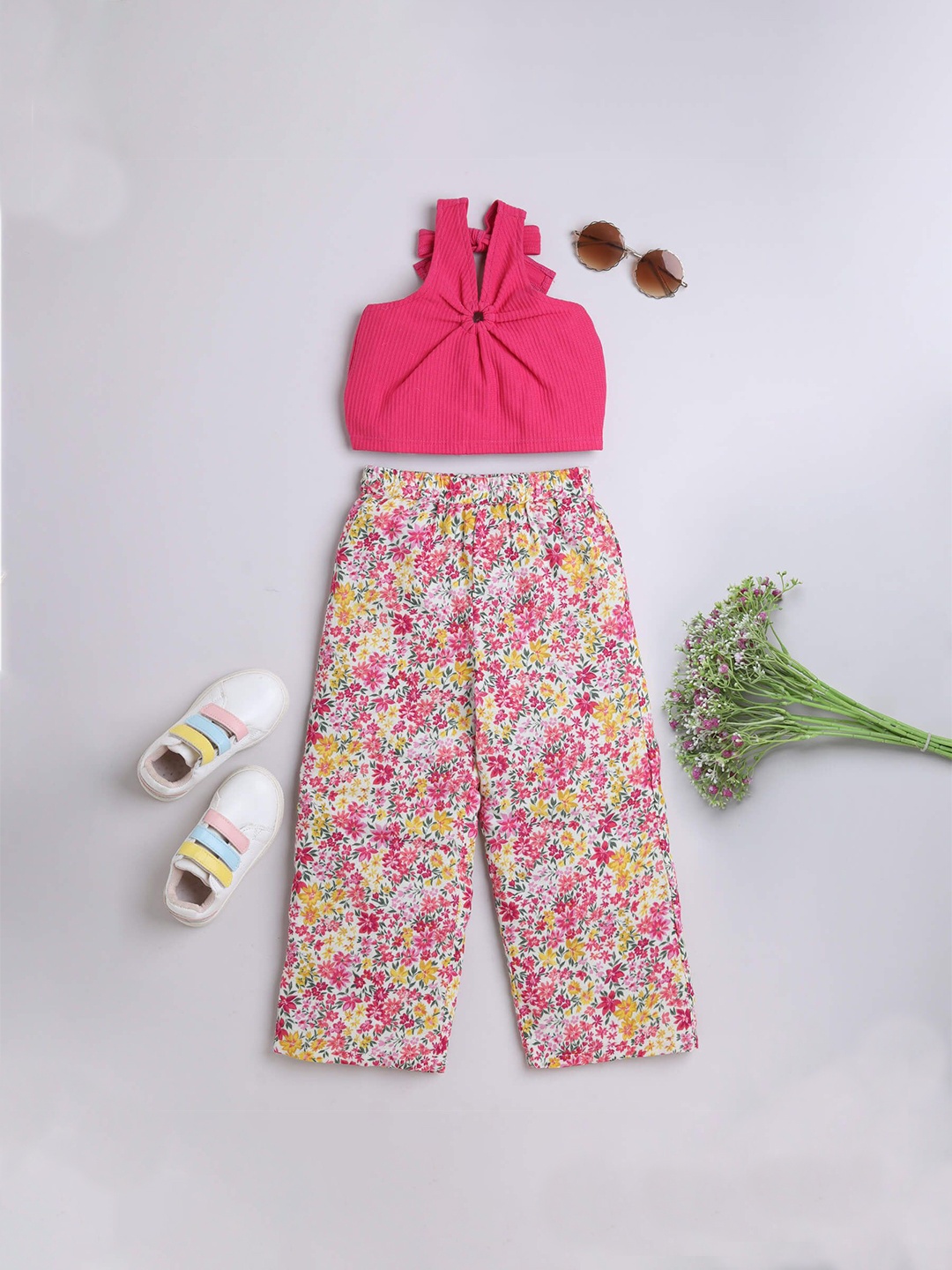 

taffykids Girls Top with Trousers, Pink