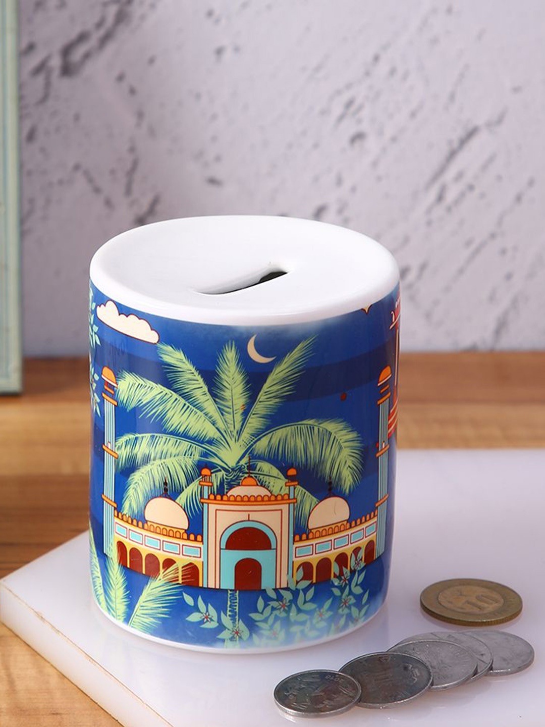 

PENTADECO Blue & Green Monuments Printed Reusable Piggy Bank