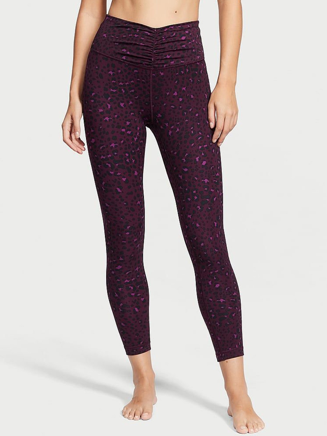 

Victoria's Secret Women Printed High-Rise Ankle-Length Gym Tights, Purple