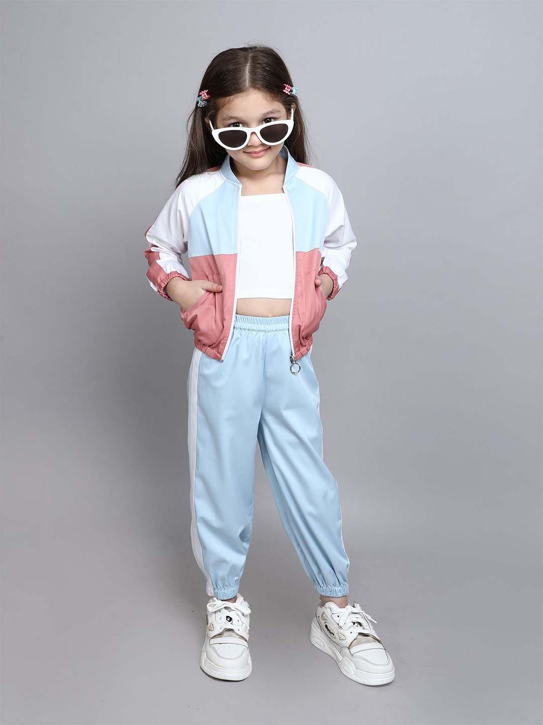 

taffykids Girls Colourblocked Shirt, White