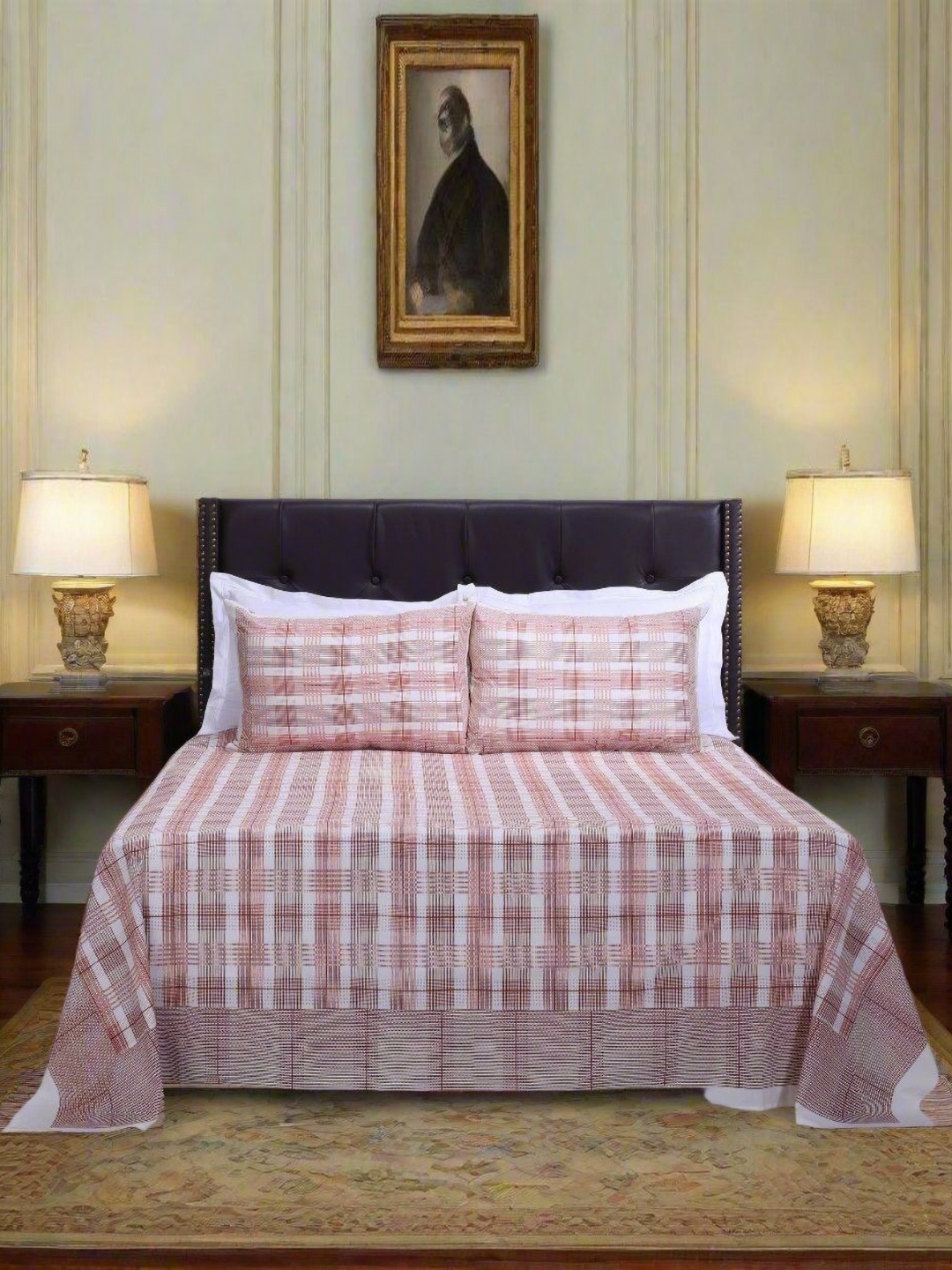 

SHAHENAZ Rust & White Floral 120 TC Queen Bedsheet with 2 Pillow Covers