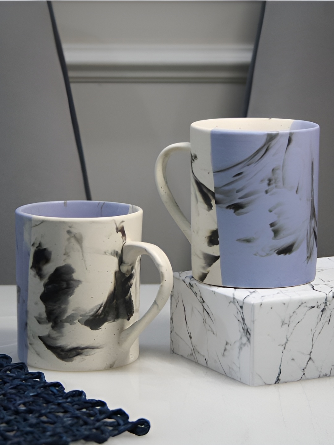 

MODEFE Blue & White Printed Ceramic Matte Mugs Set of Cups and Mugs