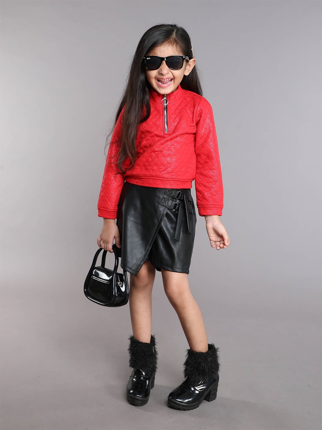 

taffykids Girls Top with Skirt, Red